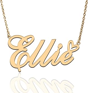 Custom Name Necklace Customized Personalized Pendant Name Necklace with Heart Plated Name Necklace for Women Personal Fashion Necklace Best Gift for Girl Mother Daughter Friendship Christmas Birthday