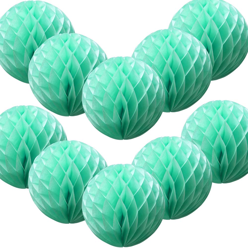 Time to Sparkle 10 Pack Tissue Paper Honeycomb Balls Table Centrepiece Lantern Garland Wedding Decoration Ball-Apple Green, 14"(35cm)