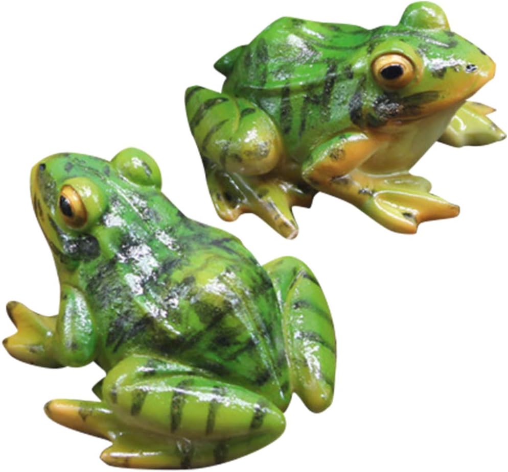 Frog Statue Ornaments - Resin Frogs Micro Landscape Craft Animal Sculpture 2pcs for Garden Yard Patio Fairy Garden Accessories Decor