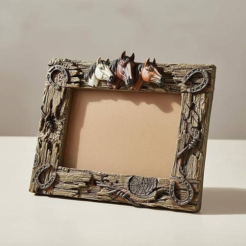 Miniatura 2 de Comfy Hour Western Retro Collection - Marco de fotos de resina de 7 x 5 pulgadas, diseño de cabeza de caballo