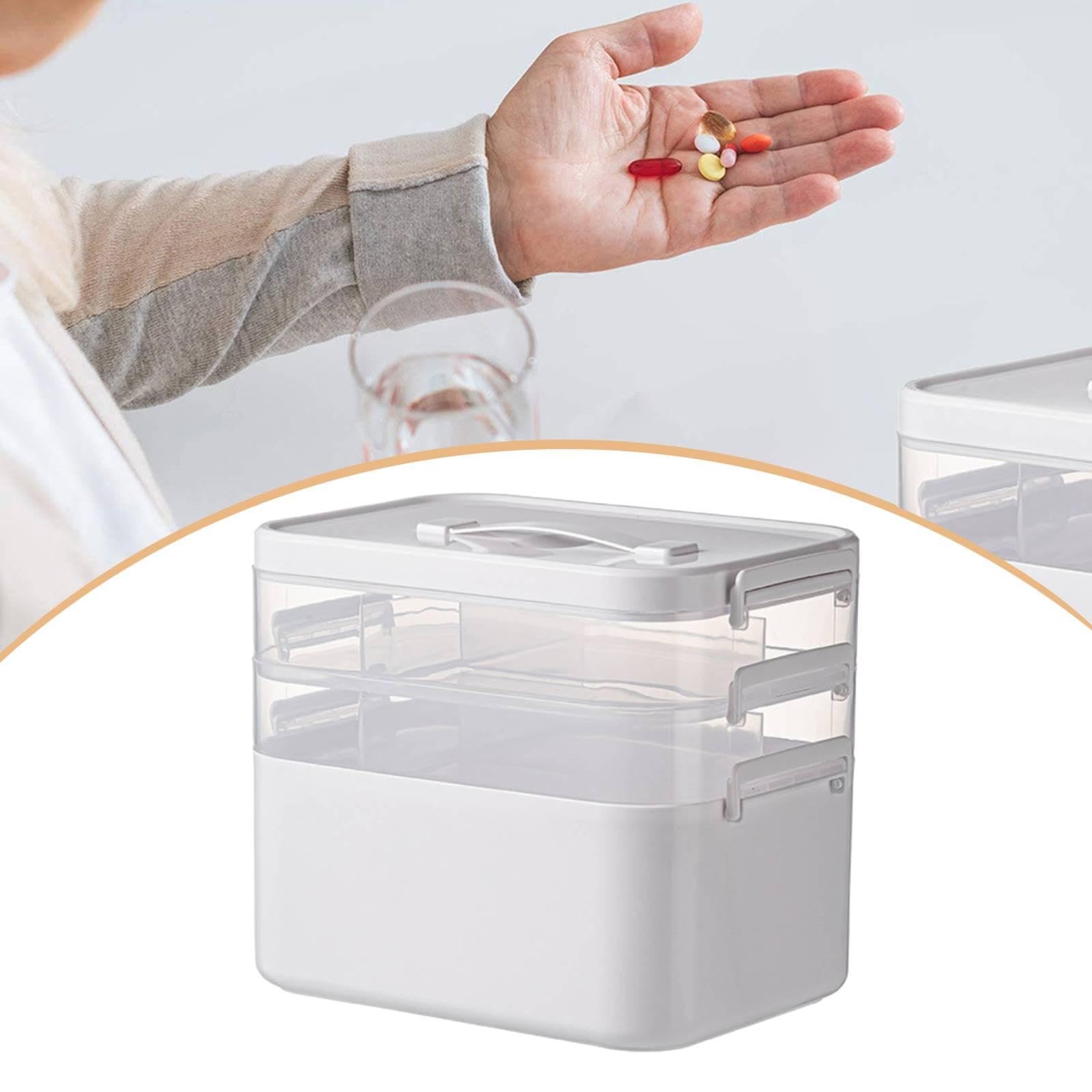 Qianly Contenitore Organizer Medico, Scatola di per casa e Soggiorno, 24x16.3x19.7 Cm 3