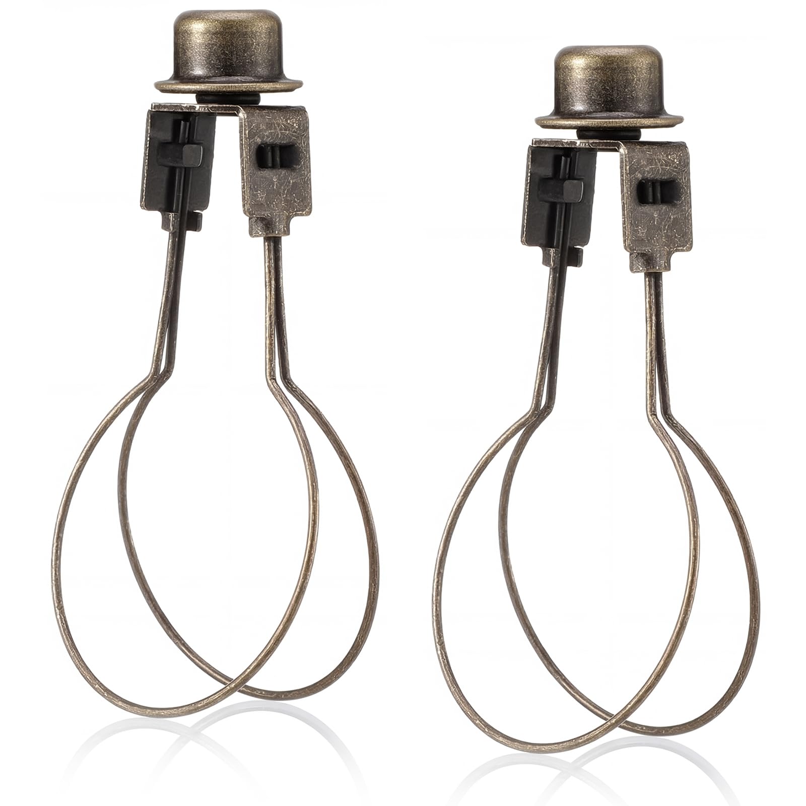 Honoson Bulb Lamp Shade Light Bulb Clip Adapter Includes Finial and Lampshade Levellers for Replacement(Antique Bronze,2 Pcs)