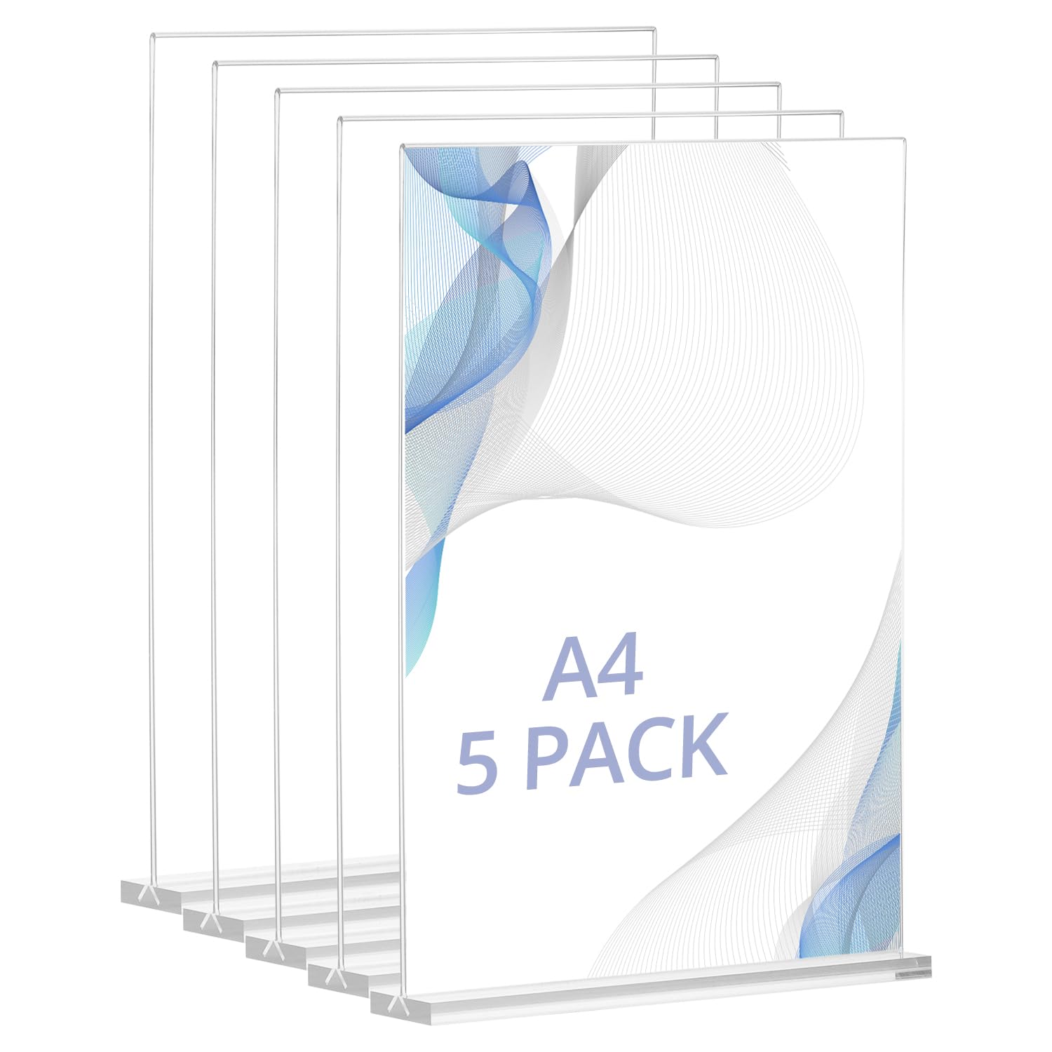 QWORK® 5Pcs A4 Acrylic Sign Stand, Double-Sided T-Shape Display Holder for Office, Store, Restaurant