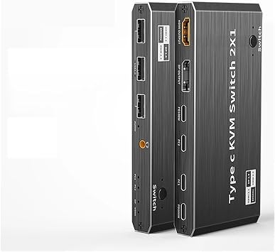 8K 60Hz USB Type C KVM Switch 2x1 4K 120Hz Thunderbolt 3/4 Video Switcher for 2 Laptops Connect to 1 DP or Monitor Support High Refresh Rate