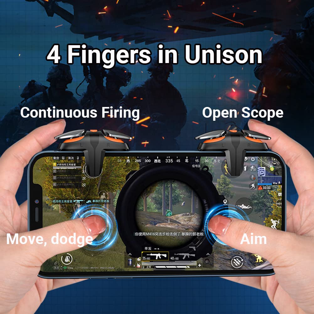 Trigger Mobile Controller per Telefono, Joystick Grilletti L1R1 Rapid-Fire Tiro Veloce 6 Livelli per PUBG COD Compatibile con Cellulare Android e iOS Gioco Mobili