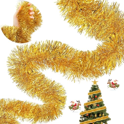 WJXKAZYX 10m Lametta Girlande, Weihnachtsbaum Girlande, Lametta...