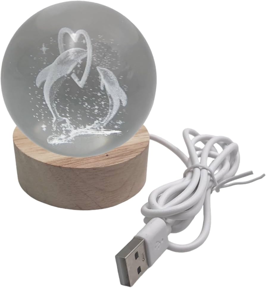 Amazon.co.jp: ルナリ イルカ クリスタルボール 台座付 水晶 ナイト