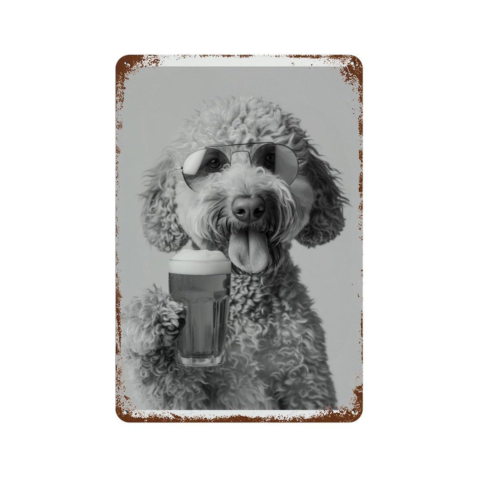xiaoxiaoshen Labradoodle Drinking Beer Pint_ Funny Dog Bar C Decor Wall Decor Art Metal Tin Poster Modern Home Decor Art Home Bar Shop Decorations Vintage Sign 30x20cm