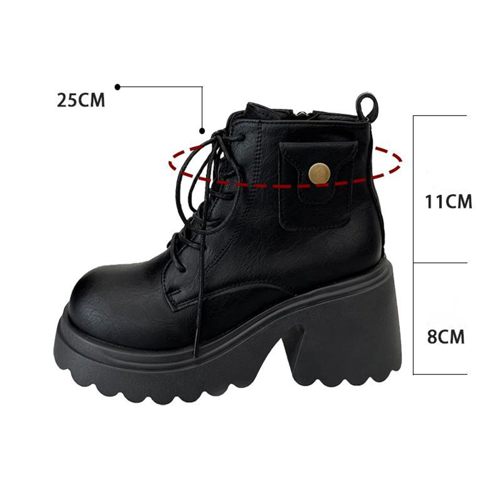 Genérico Botas de Mujer con Cordones Plataforma Botas Puntera Redonda Elegantes Zapatos Suaves y Cómodas Caminar Bota Informales Antideslizantes Botin para Otoño Invierno Trabajo Paseo y Uso Diario