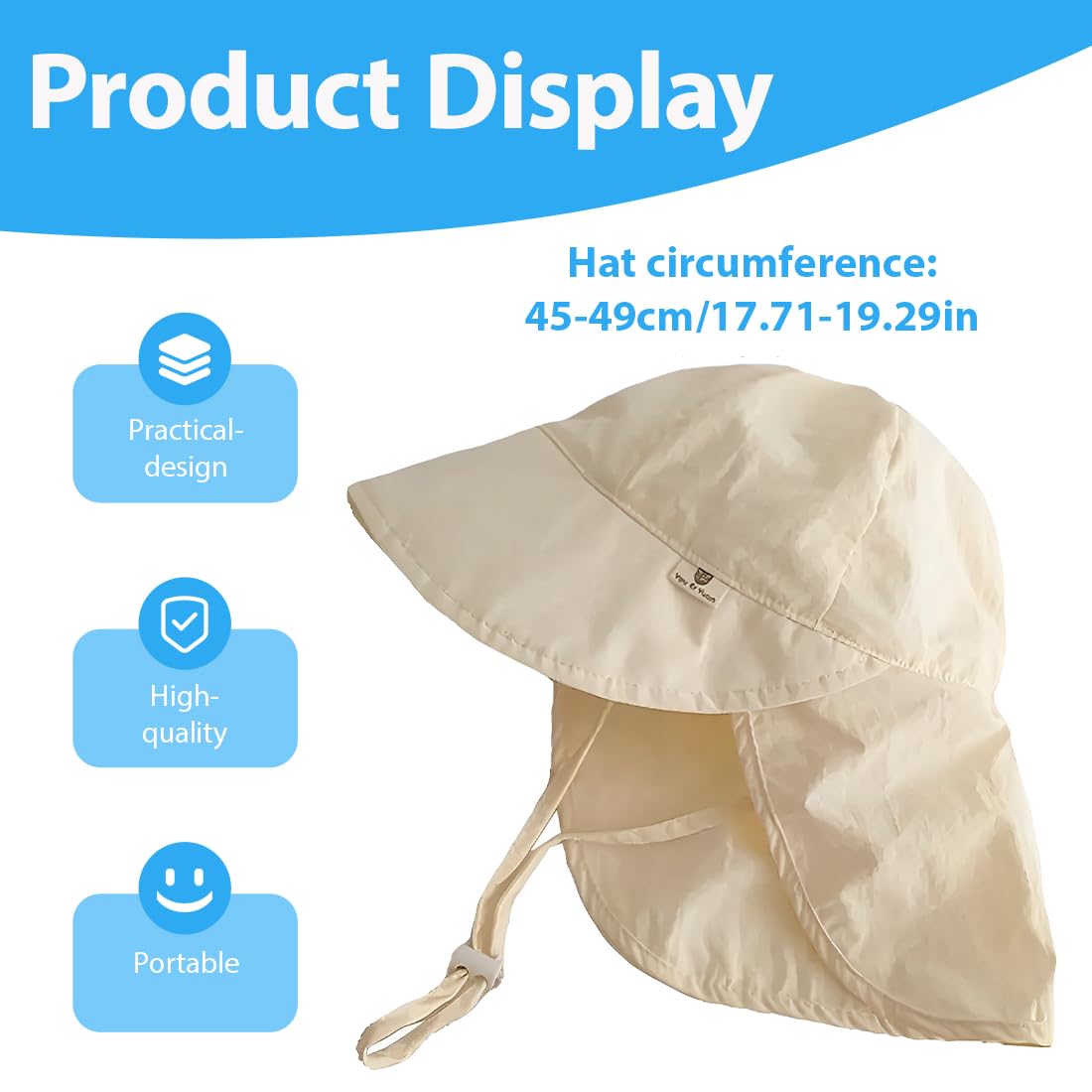 Unisex Bambino Secchio Regolabile Protezione Del Sole Cappello,Cappellino Neonata Estivo,Cappello Sole Neonato,Cappello Mare Neonato,Berretto Pescatore Neonato(Beige)