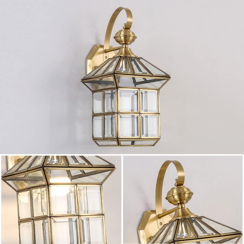 Zewnetrzna Miedziana Lampa Ścienna Zewnętrzna Klosz Szklany Kinkiet Zewnętrzny Oświetlenie Ganku Zewnętrzne Lampy Ścienne Do Ogrodu Drzwi Frontowe Lampa Scienna