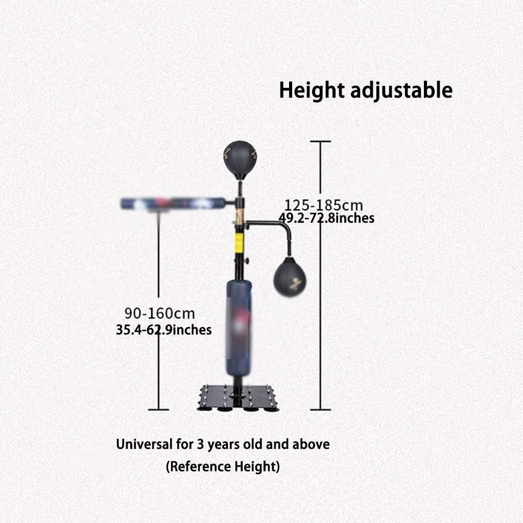 Training Boxing Ball with Reflex Bar, Solid Speed Punching Bag Free Standing, Adjustable Height, Boxing Speed Trainer Punching Spinning Bar with Dual Punch Head