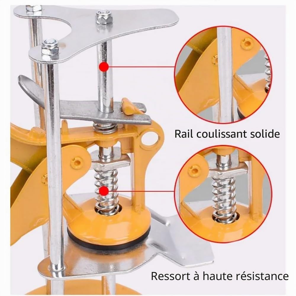 Réglage de la Hauteur du Carrelage Mural,Lève-outils Manuels,Bras économiseur de travail, 5 pièces Dispositif de réglage de levage,Pour murs de bâtiments, carreaux, panneaux de porte, armoires (jaune