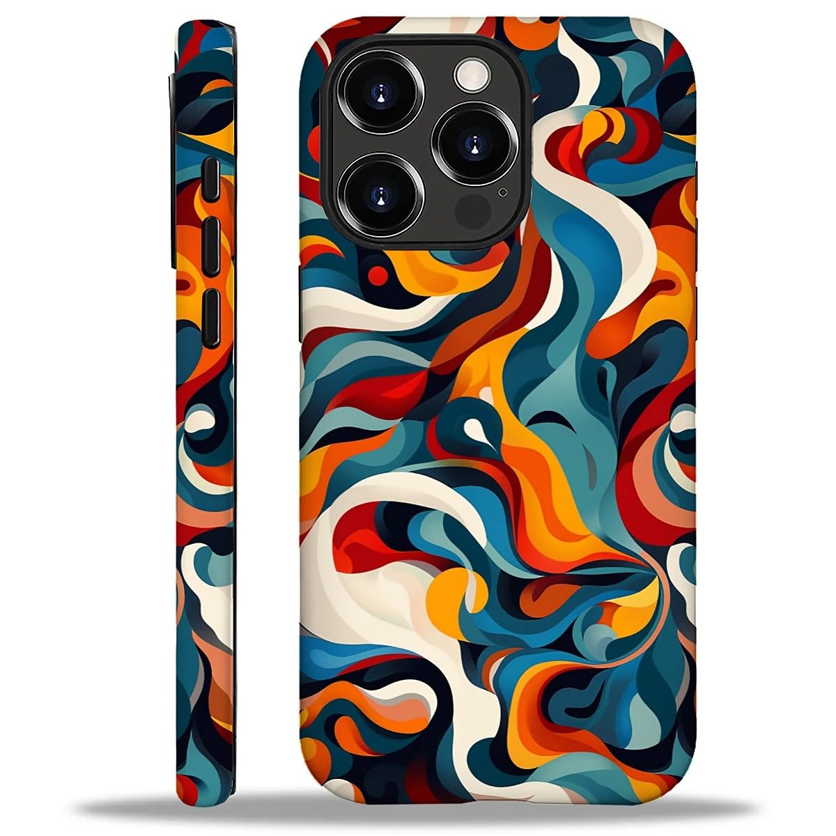 WANKBLC Compatible with iPhone 16 Pro Max Matte Case, Swirling Colors Abstract Shapes Psychedelic Pattern for Girl Full Body Design Soft Silicone Drop