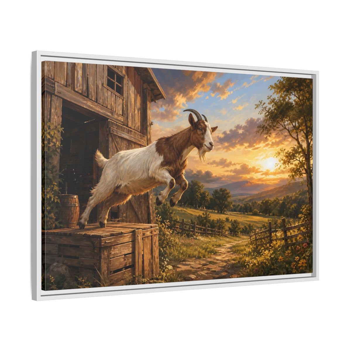 Cadre toile chèvre orange et marron de qualité premium - 8