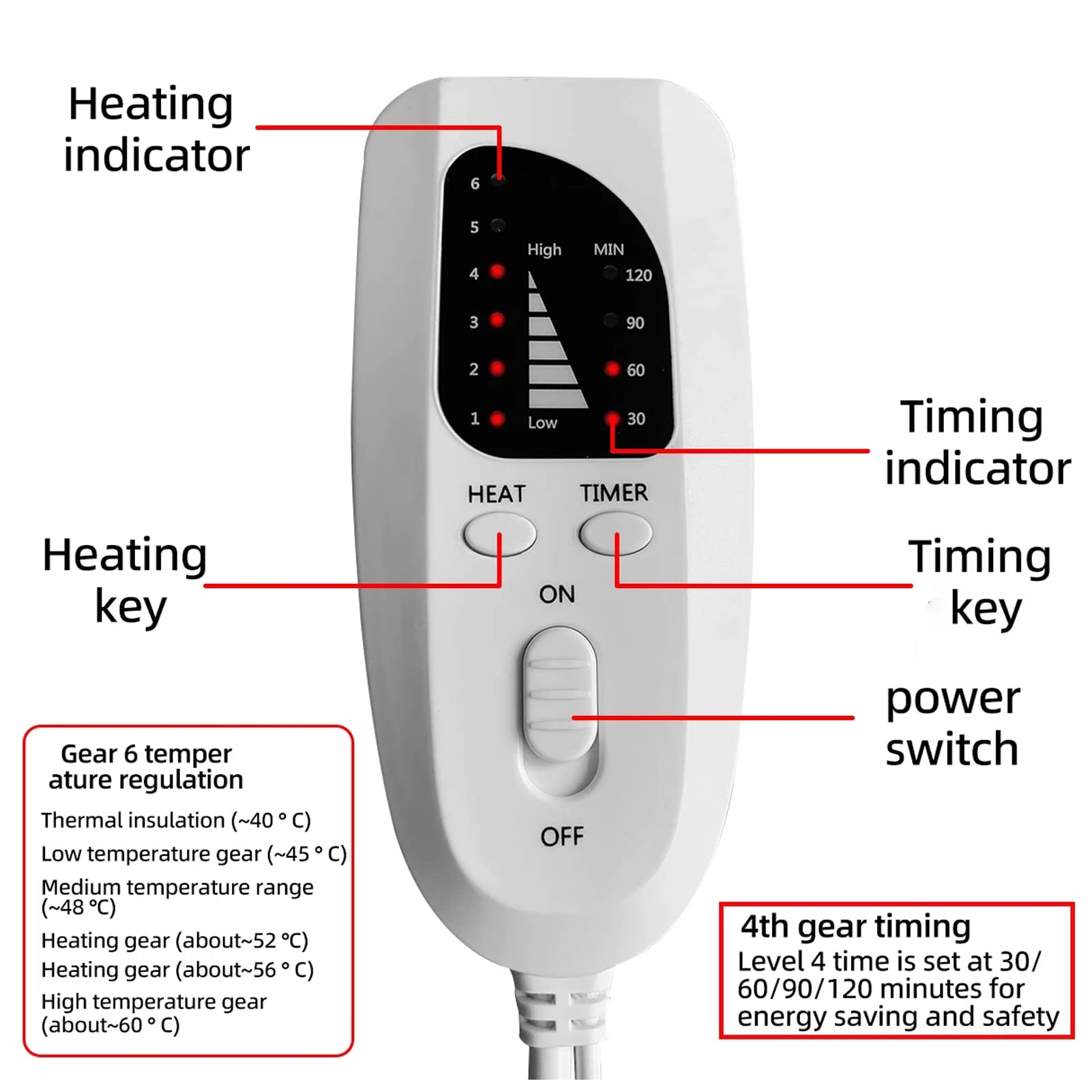 Calentador de pies eléctrico, Calentador de pies, Calentadores de pies con calefacción eléctrica for hombres y mujeres Botas de calentamiento de pies 6 Niveles de calor 4 Temporizadores con cuenta reg