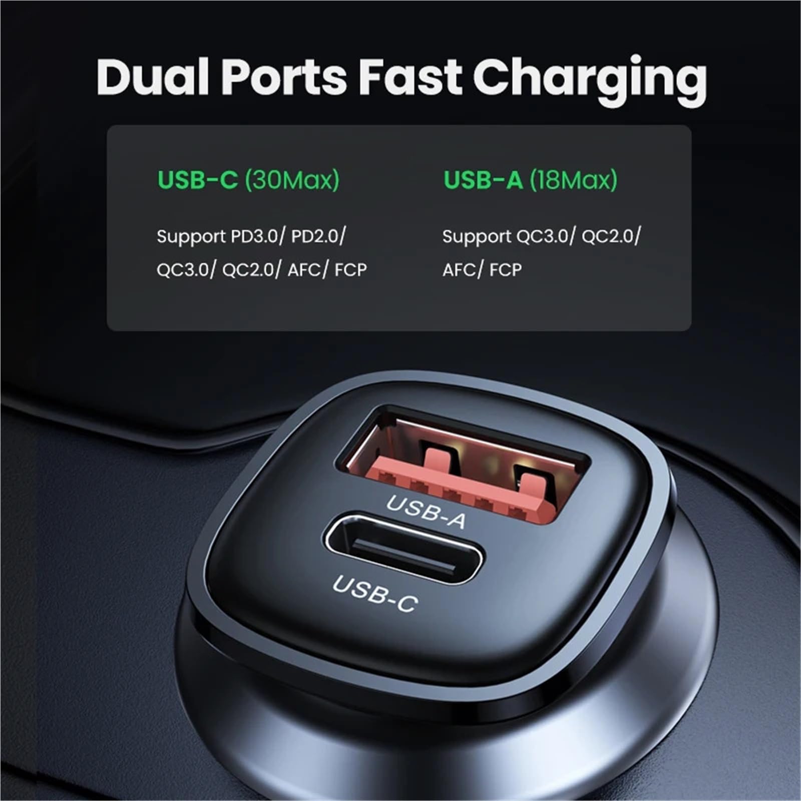 caricabatterie auto, Caricatore USB 30W 4. 0 QC4. QC3. PD Tipo C adatto for(30W Car Charger)