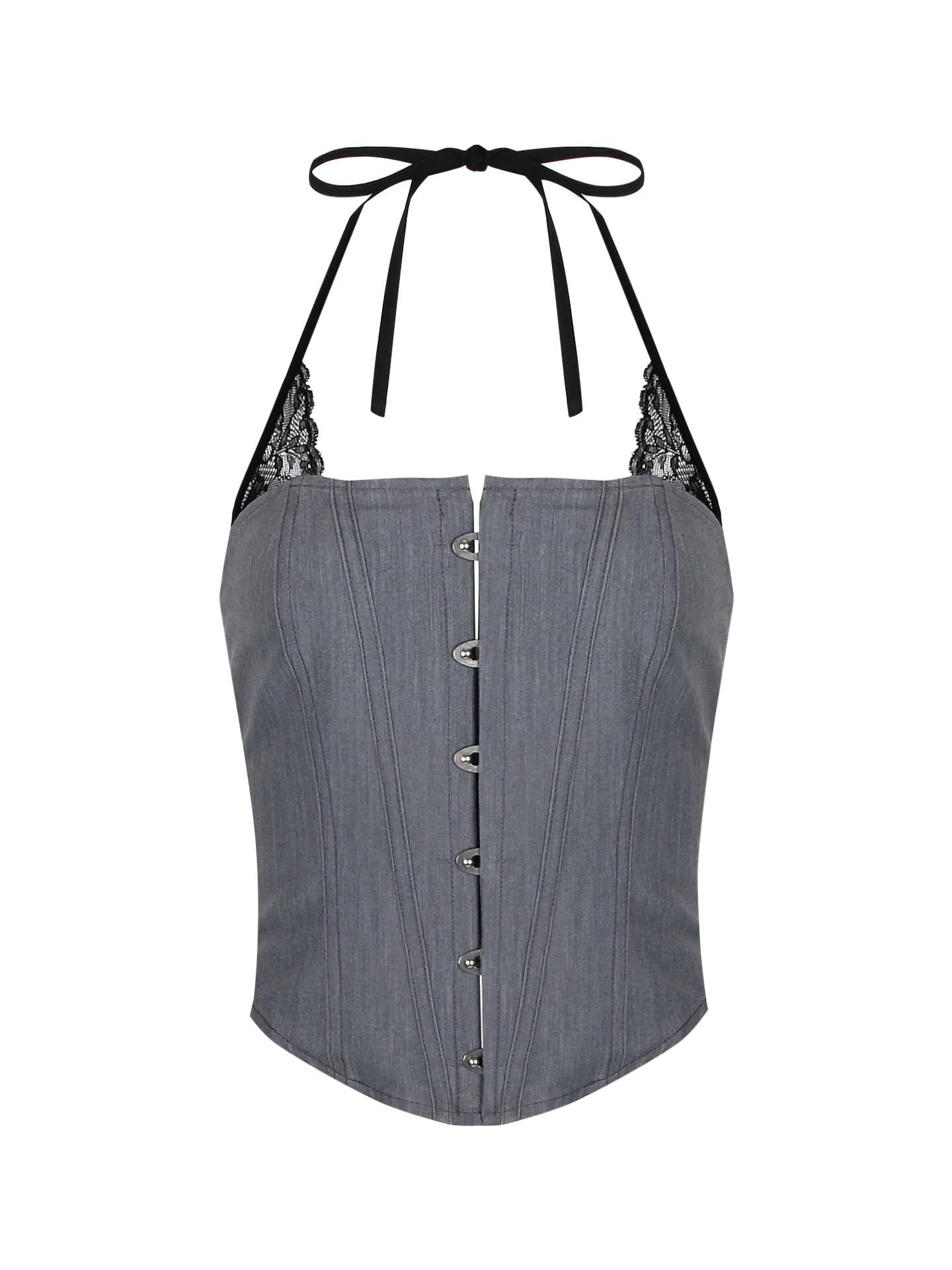 Missionary 2025 Top de Cuello Corto con Retazos de Encaje Sexy, Chaleco Irregular, Ropa Sexy for Mujer
