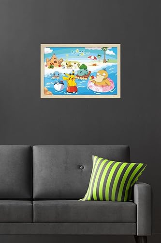 Vista 73 de Trends International Pokémon - Summer Wall Poster, 34L x 22.4W, Gold Framed Version