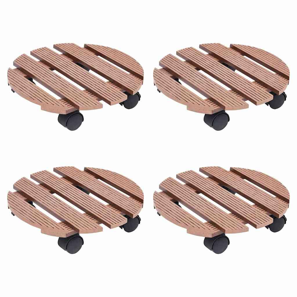 Lot de 4 roulettes pour plantes Marron Ø 30 x 7,5 cm WPC