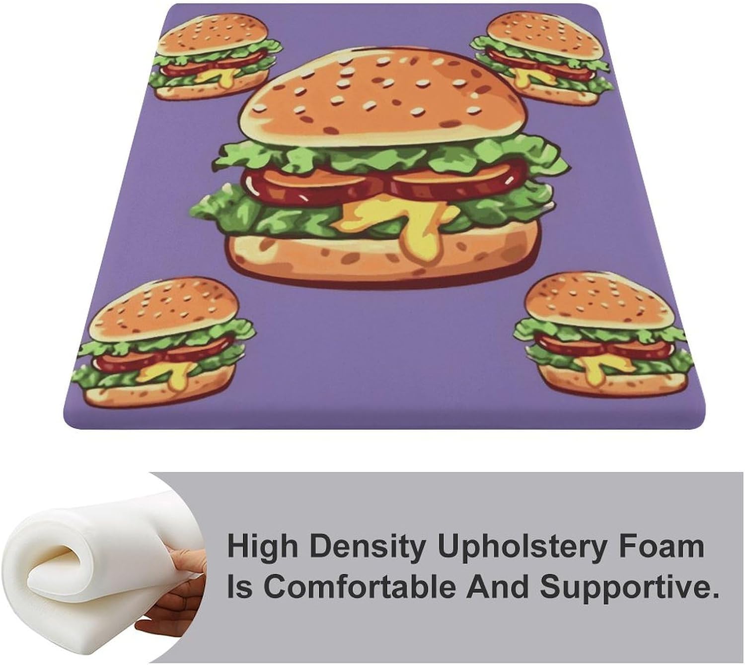 Cartoon Hamburger Chair Cushion Floor Pillow Stool Cushion | Cushions with Removable Cover with Square Memory for for Chair Living Room Balcony Office Sofa,13.8*15*1.2 Inch