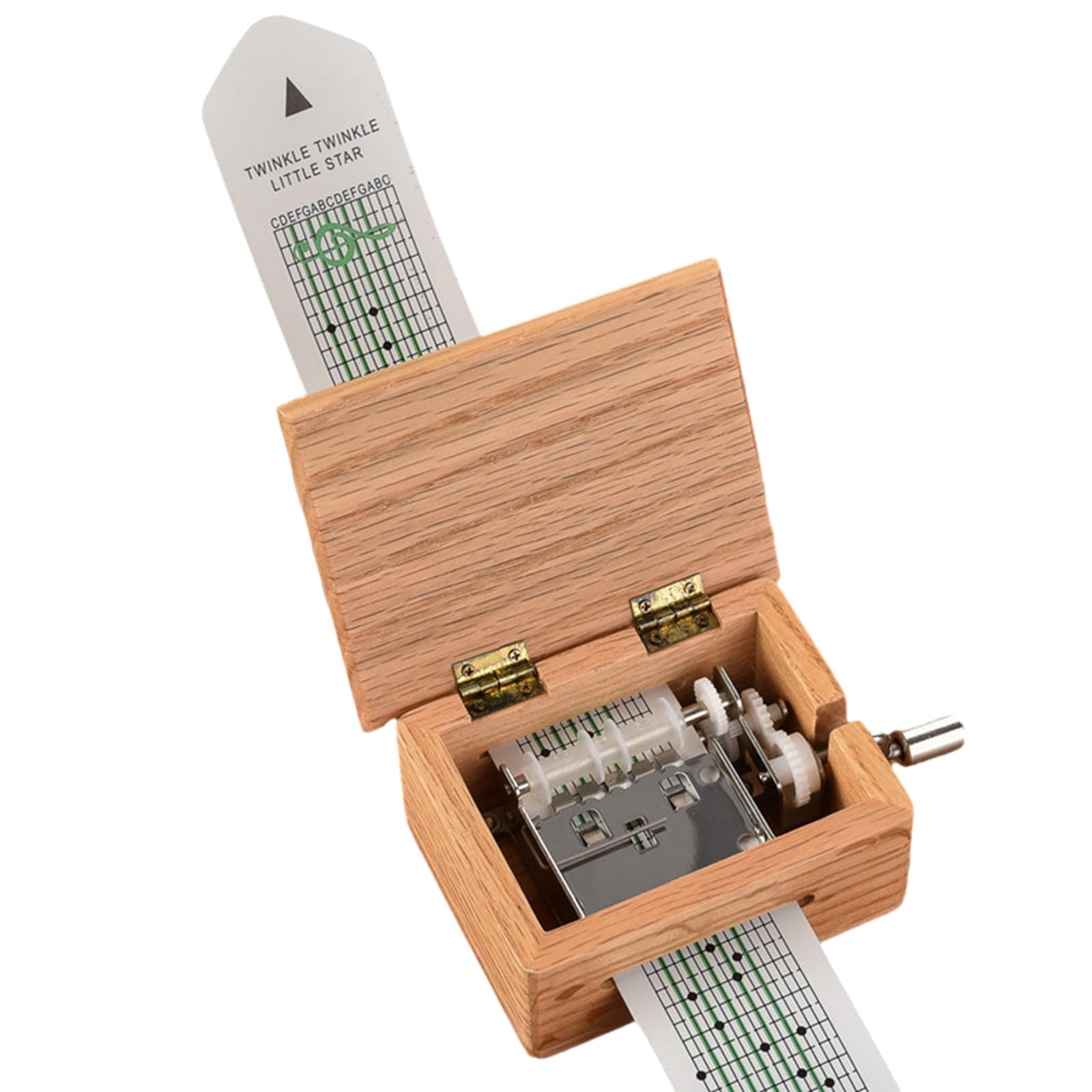 Kit de caja de música con manivela de 15 notas que crea melodías únicas con estuche de madera y tiras de cinta de papel para los amantes de la música