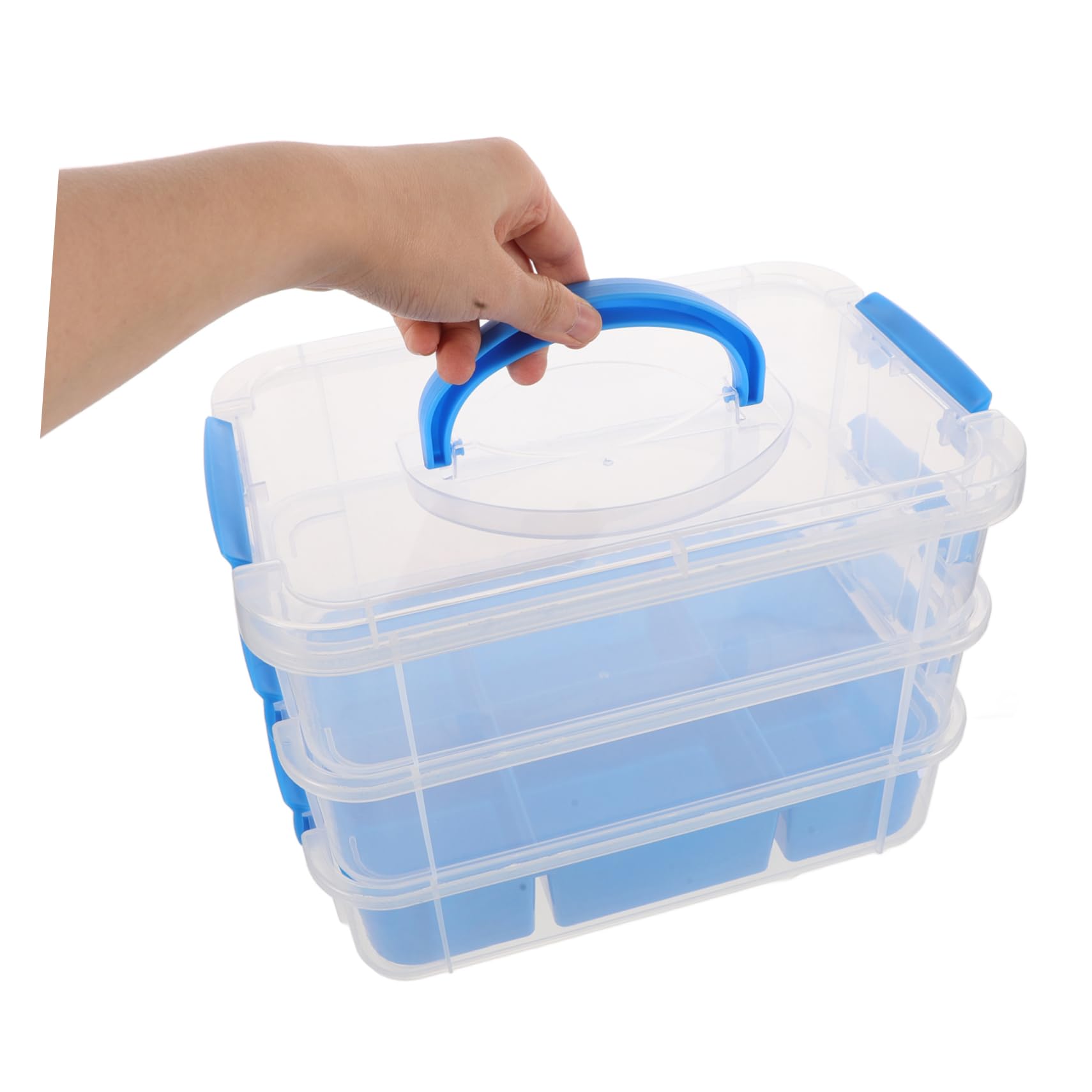 Stapelbare mit Fächern Aufbewahrungsbox mit Deckel aus Kunststoff Multifunktionaler Organizer für Spielzeug und Bastelmaterial für Büro und Outdoor Aktivitäten