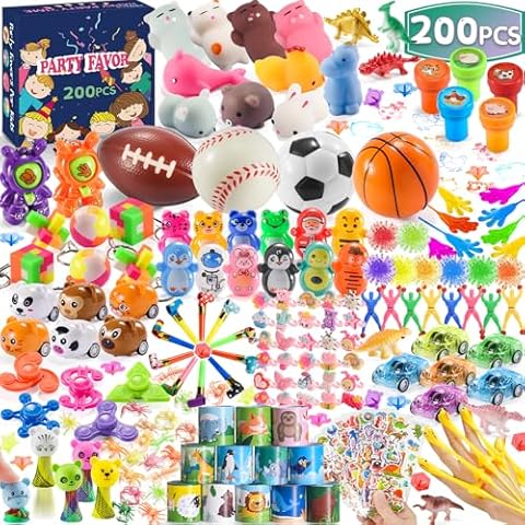 200PCS Party Favors for Kids, Treasure Chest Prize Box Toys for Kids Classroom, Birthday Goodie Bags Stuffers for Kids, Pinata Filler, Gift Bag Small Toys Prizes for Elementary Students 4-8 8-12 3-5 Cover