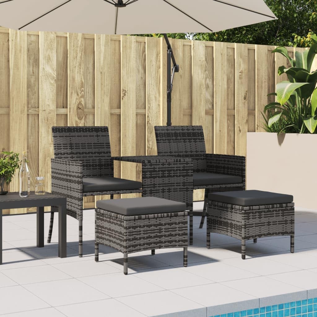 SKM Patio Sofa Set Grey PE Rattan 2 Seater Removable Covers,Grey (Weight 41.42KG)
