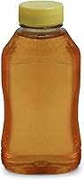 Mann Lake 1 lb Hourglass Honey Jars with Yellow Flip-Top Lids - 24 Pack Refillable Plastic Squeeze Bottles for Beekeepers