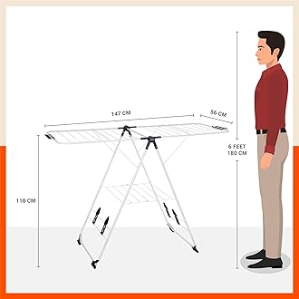 Bathla Foldable Clothes Drying Stand - Neo | Lighweight, All-Weather Resistant Alloy Steel Frame | Black | 2 Year Warranty