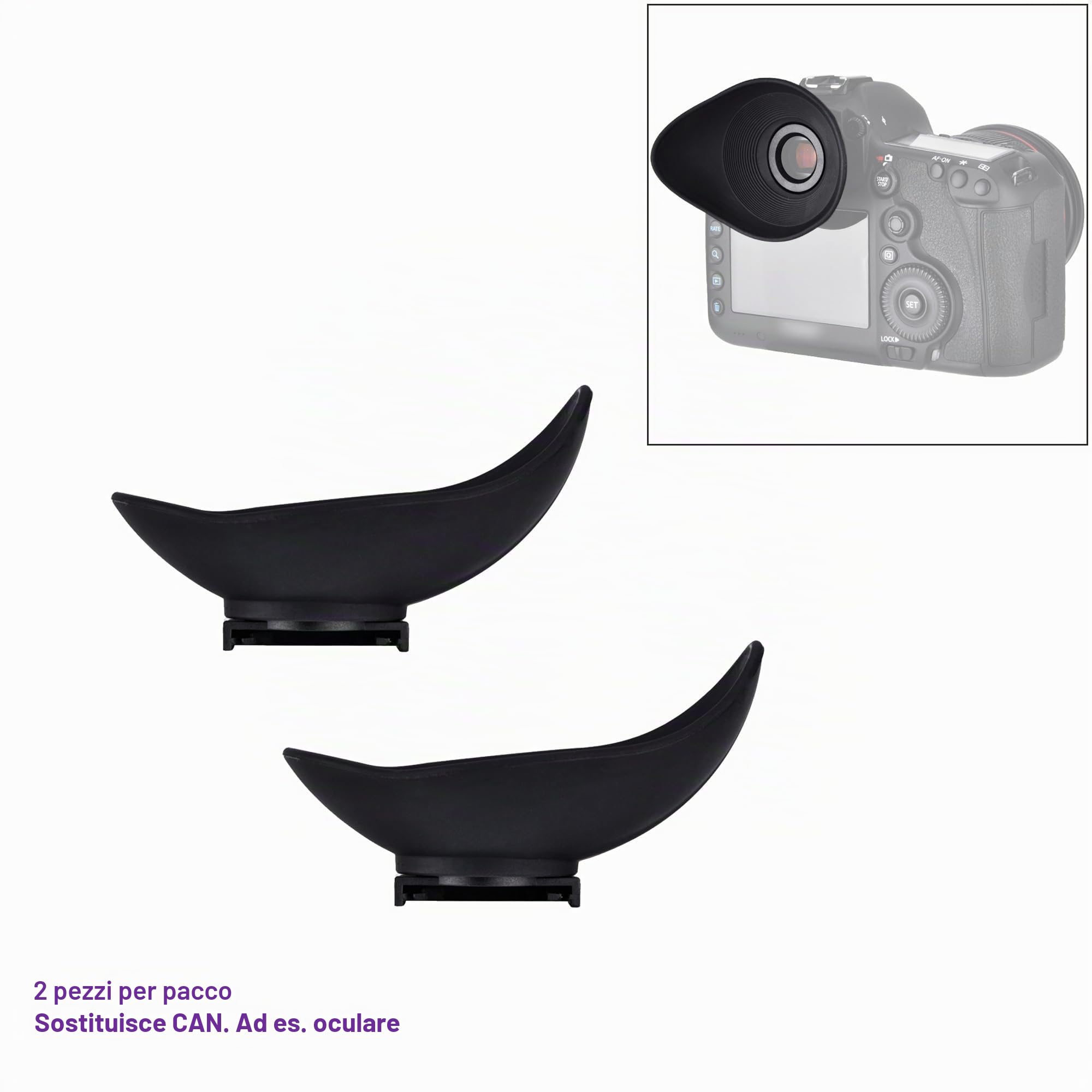 2 Oculari in Silicone Morbido e Grande Canon EOS 5Ds 5DsR 5DIII 5DIV 7DII | Oculare 360° Ruotabile, Anti-graffio, Scherma la luce diffusa, Ergonomia ovale per portatori di occhiali, per Canon EG Mirino