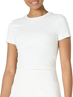 Amazon Essentials Women's Active FormFlex Buttery Soft Cropped Layering Workout Top with Short Sleeves and Slim Fit