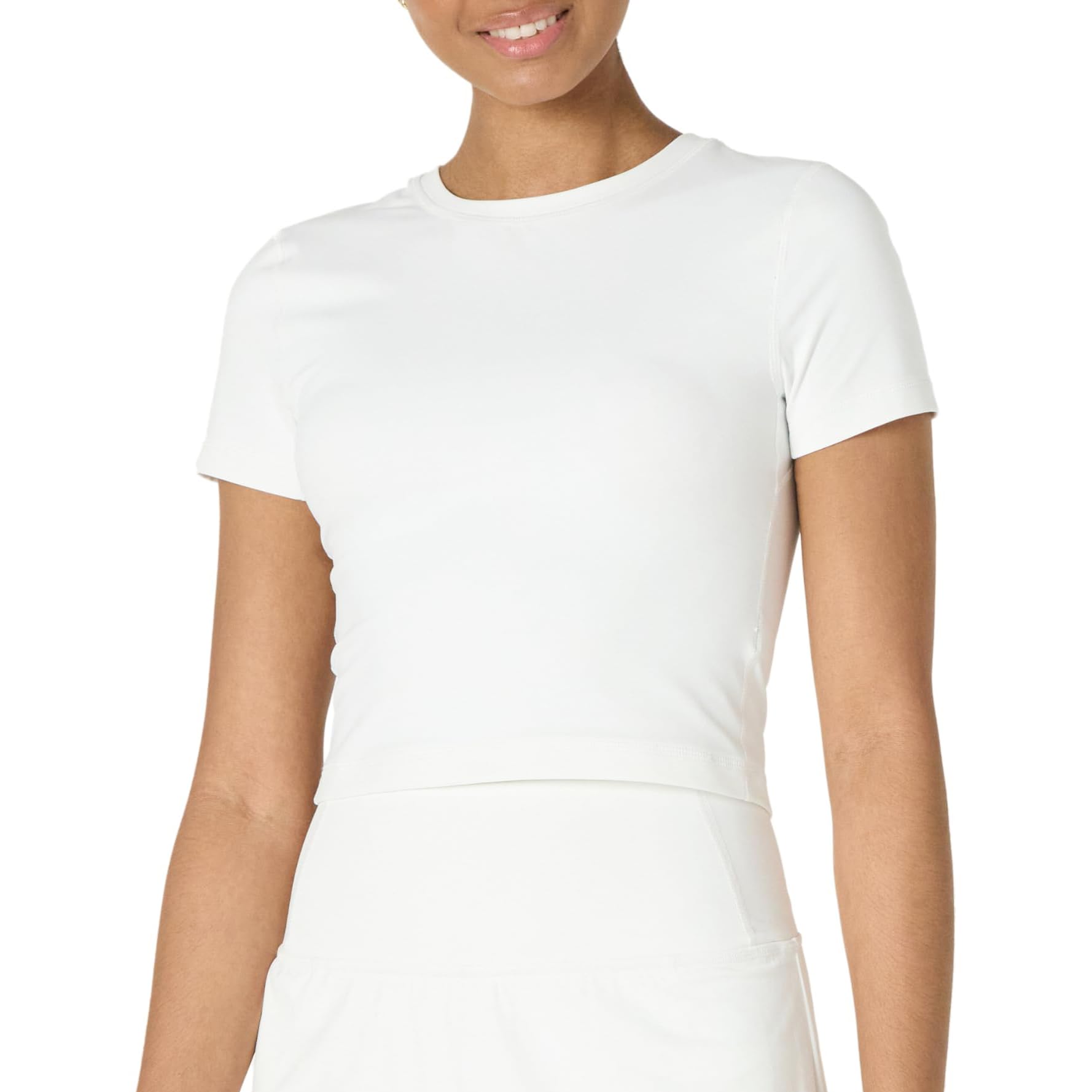 Amazon Essentials Damen Sportliches Anschmiegsames FormFlex Slim-Fit-Layering-Workout-Top, Bauchfrei, Weiß, XL