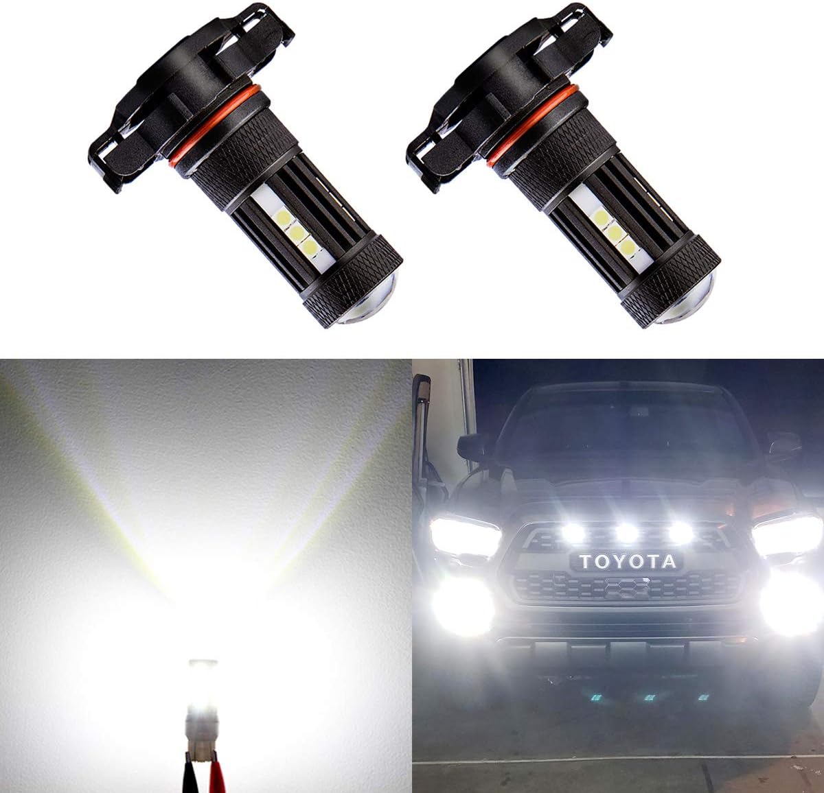 5201 5202 LED Fog Lights Bulbs,3000LM Extremely Bright LED Compatible with H16 for Europe Cars DRL 6000k White With Projector,360ยฐ Beam Angle Lifetime Support