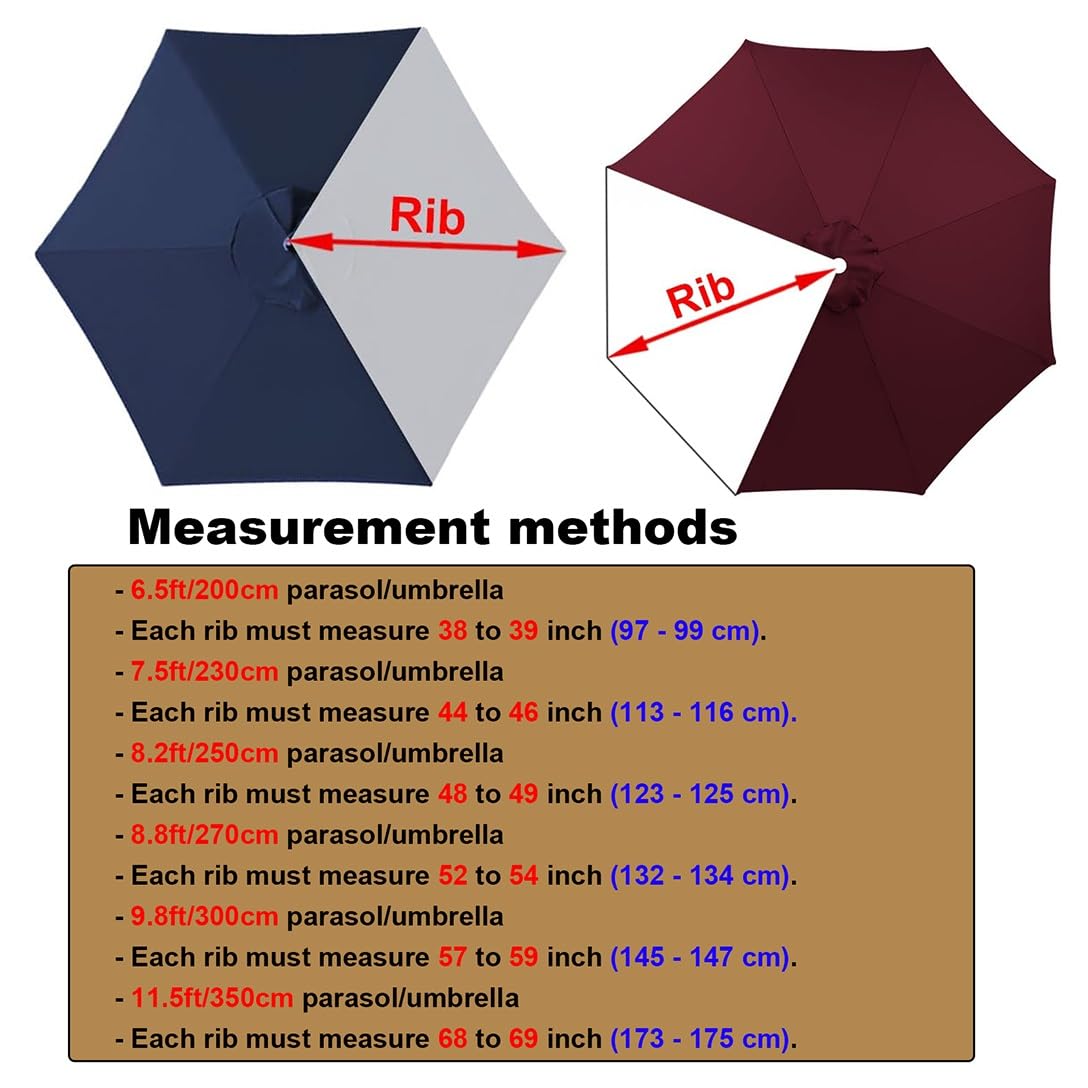 Copertura di ricambio per ombrellone da patio, resistente ai raggi UV, impermeabile, traspirante, per tavolo da mercato, tessuto per ombrellone per uso esterno