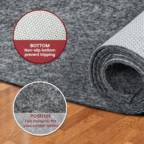 Waterproof Rug Pad, 2x8 ft Area Rug Non-Slip Carpet Pad, 1/4" Thick Non-Slip Rug Pads for All Floors and Finishes, Felt Pad for Hardwood Floors, Keeps Carpets in Place Soft and Safe
