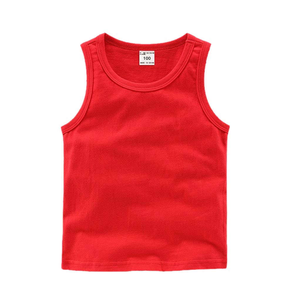 DCUTERQ niño bebé niños niñas sólido Tanque Tops Camisetas Camisetas algodón Verano Chaleco sin Mangas Rojo 7 años