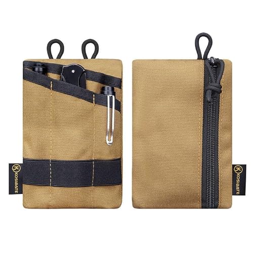 Topyond EDC Pouch, Pocket Organizer Pouch for Men, Compact Tool Pouches, Small Tool Bag Handmade Slim Organizer(Khaki)