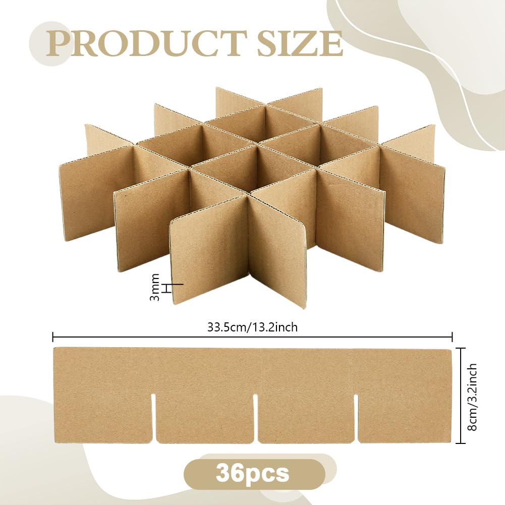 PH PandaHall 36pz 4x4 Divisori di Cartone per Scatole Fogli Separatori Rettangolari, 8x33.5cm Scatola di Fogli Divisori per Spedizione Stoccaggio Trasloco e Protezione