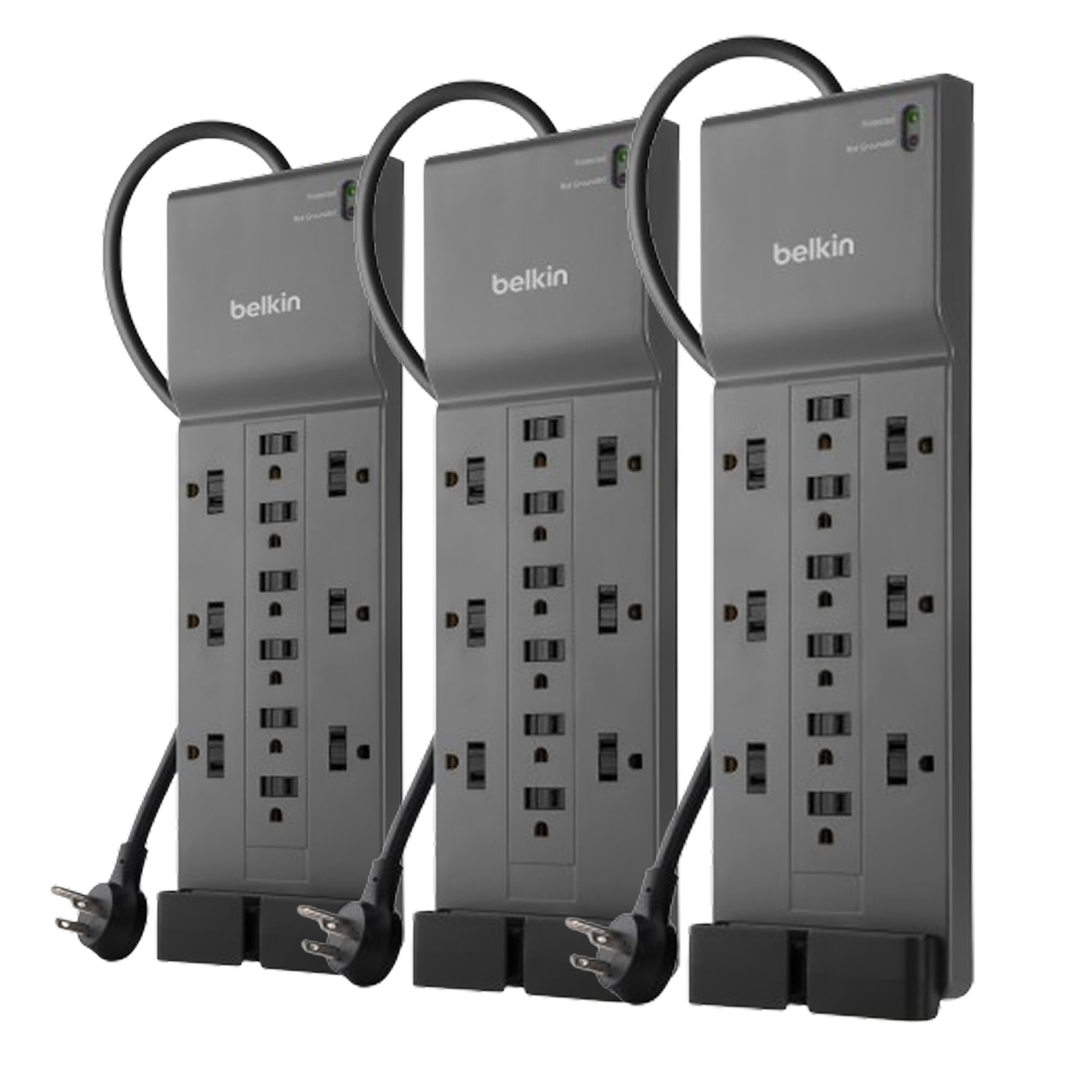 Belkin 12-Outlet Surge Protector Power Strip w/ 12 AC Outlets & 8ft Flat Plug, UL-Listed Heavy-Duty Extension Cord for Home, Office, Travel, Computer,