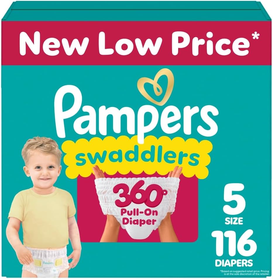(incomplete) pampers diapers - swaddlers 360 - size 5, 116 count, for up to 100% leakproof premium skin protection (packaging may vary) size 5 116