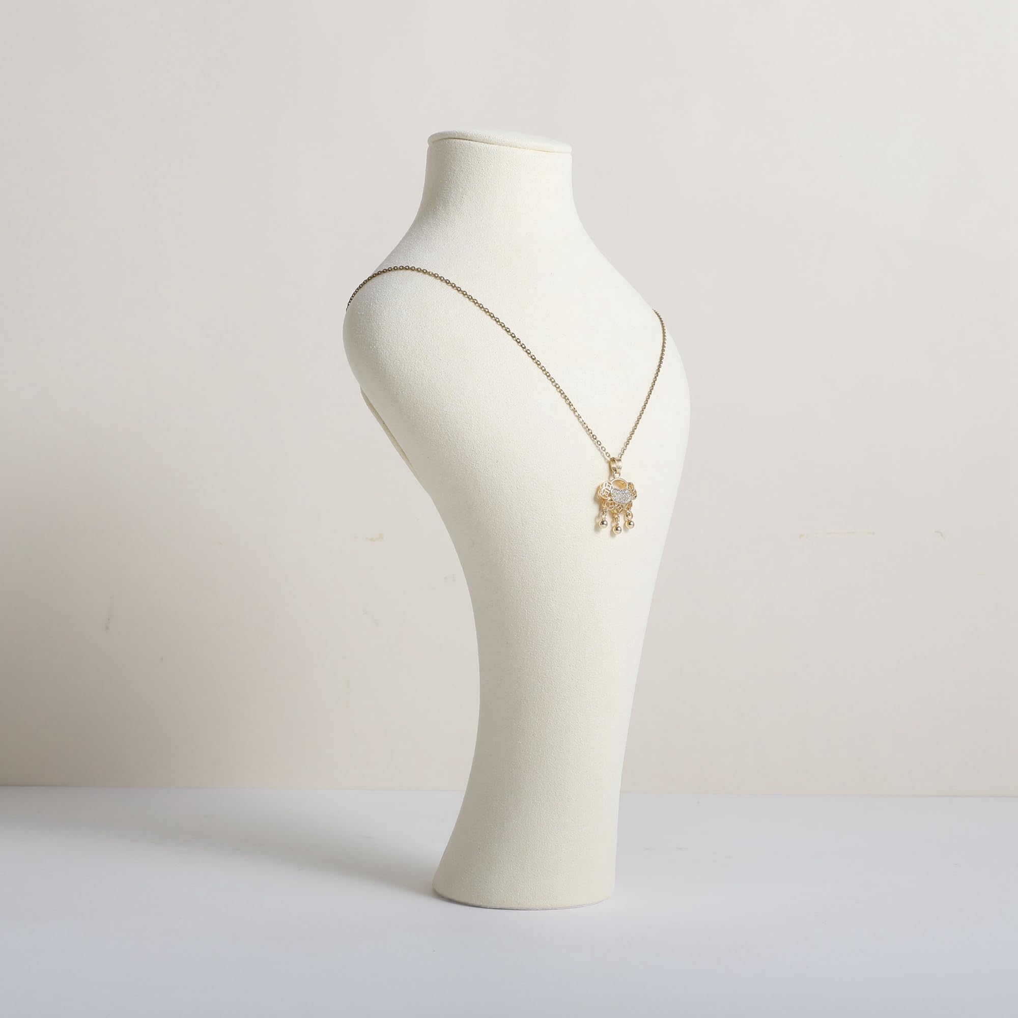 GemeShou Organisateur De Rangement De Colliers Beige, Support De Collier En Velours, Supports D'exposition De Buste De Bijoux, Mannequin De Bijoux Pour Comptoir, Vitrine[Moyenne