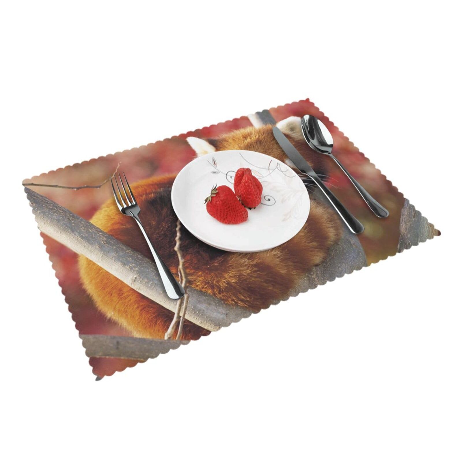 Bnvsadc Red Panda 4 Pcs Heat Resistant Placemat 45X30 Cm, Printed Non-Slip Place Mats For Kitchen Dining Table Indoor Outdoor