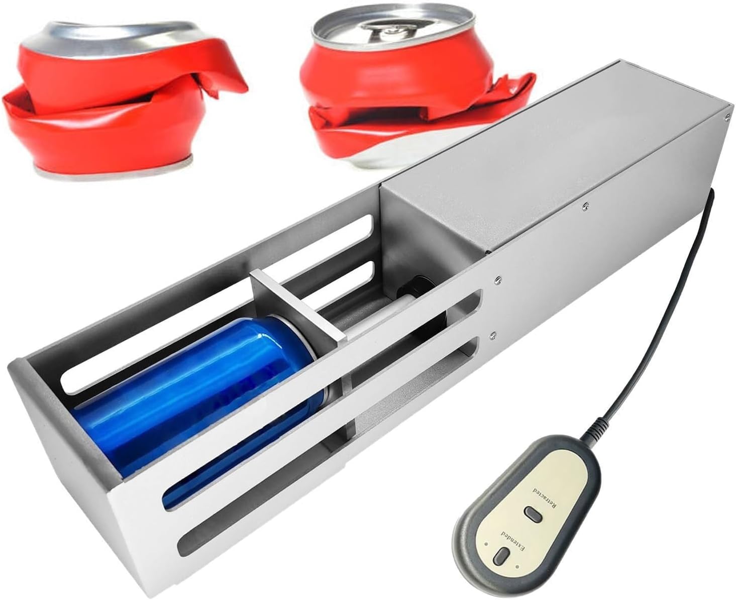 Automatic Can Crushers,Electric Crusher for Recycling 12 Oz and 16 Aluminium Metal Cans Heavy Duty,Applicable to Beer, Plastic Bottles(White)