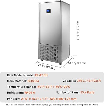 Happybuy Commercial Blast Freezer, 370 L / 13.1 Cu.ft Blast-Chiller featuring 15 Trays. This Blast Chiller Chest offers 4 Freezing Modes. Stainless Steel Food Freezer with Casters