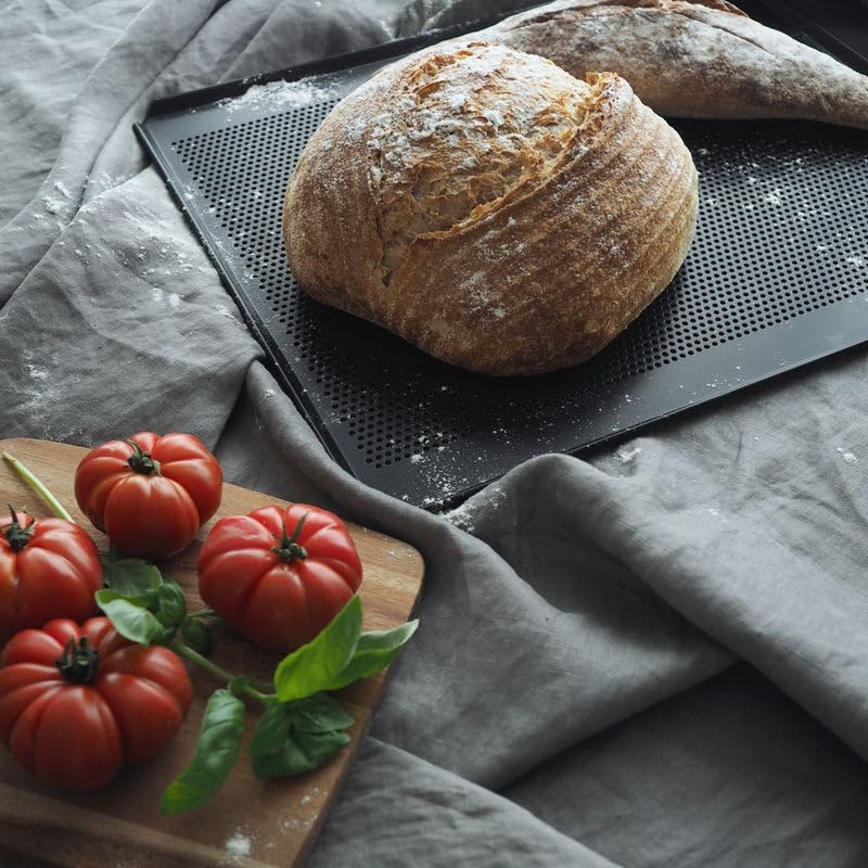 LEHRMANN Lochblech 45,5 x 37,5 cm mit Antihaftbeschichtung Backblech Kuchenblech Baguetteblech Pizzablech Kompartibel/Ersatz für Backofen Bosch Neff Siemens