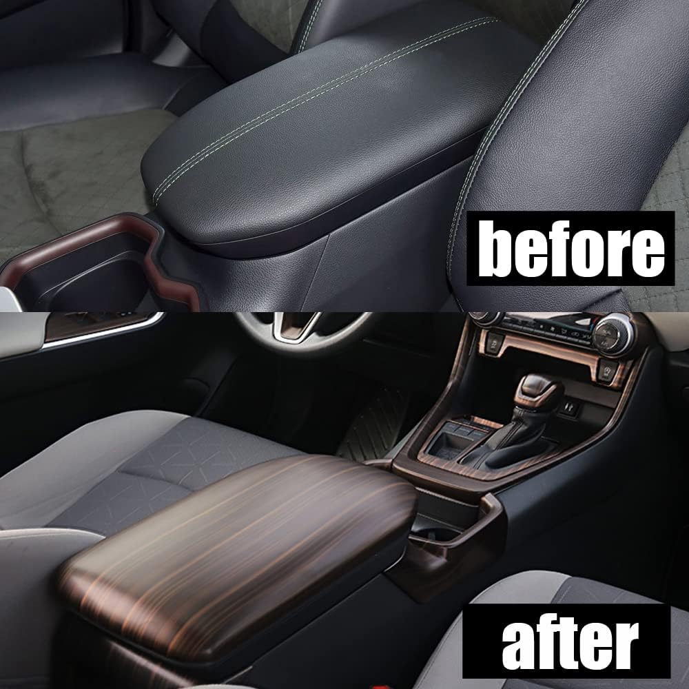 ERIDANUS Auto Accessories Fit for RAV4 2024 2023 2022 2021 2020 2019 Car Interior Center Armrest Box Console Storage Decorate Protect Frame Cover Trim (Peach Wood Style) ABS 1 PC
