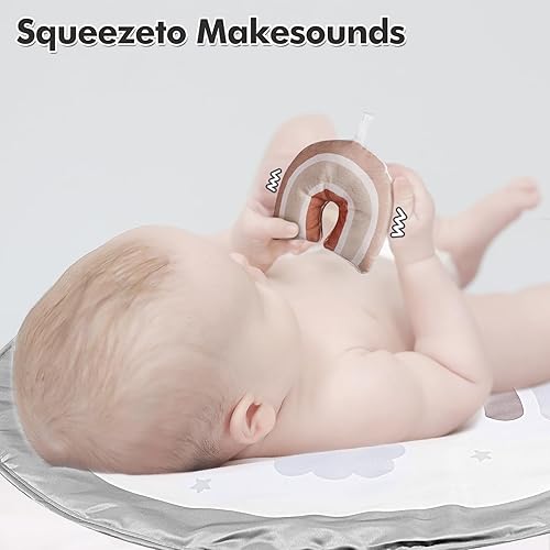 Miniatura 4 de dearlomum Tapete de gimnasio para bebé, tapete para el tiempo boca abajo con 6 juguetes desmontables para habilidades sensoriales y motoras basadas