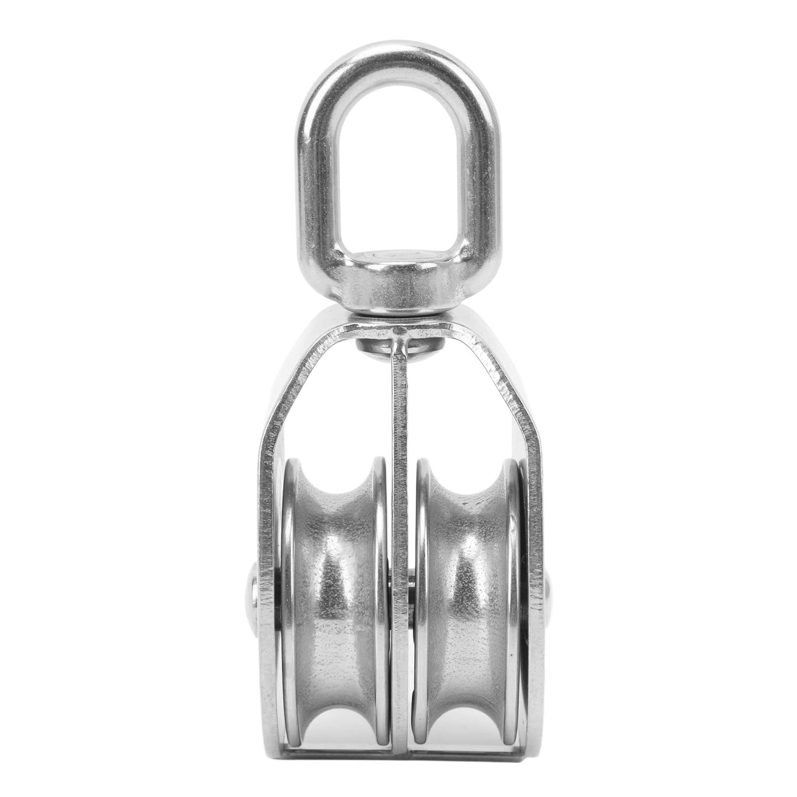 Ejoyous Bloque de Polea Doble de Elevación, Paquete de 2 Bloques de Polea Doble M50 de Acero Inoxidable, Carga de 400 Kg para Cuerda de 12 Mm, Rodillo Giratorio de 360 ​​grados para Grúa, Tienda de